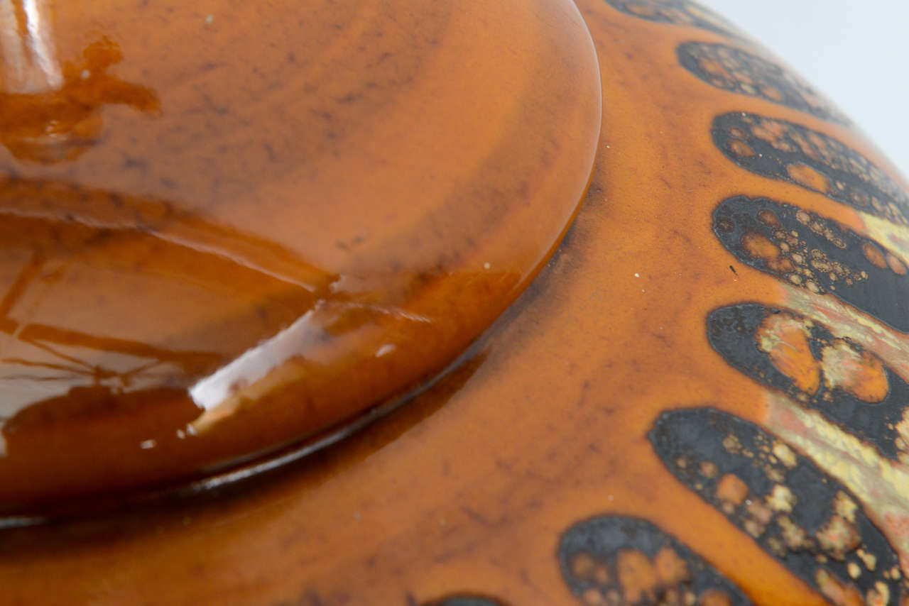 20th Century Huge Mid-Century Drip Glaze Pottery Table Lamp