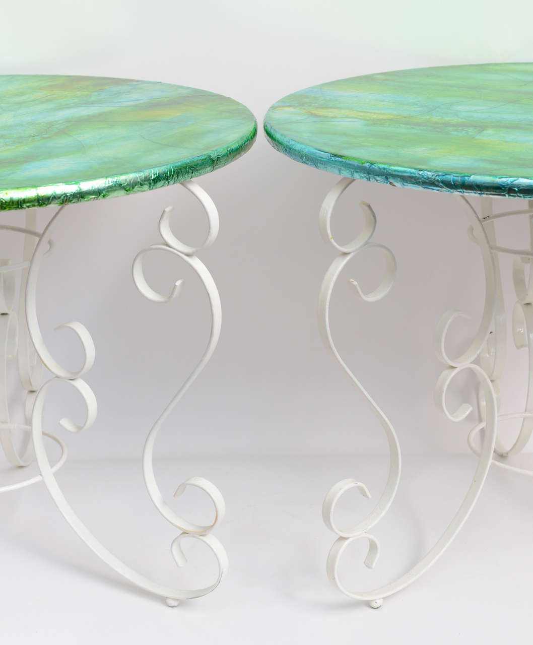 Painted 1960s Round Colorful Aluminium Foil Side Tables