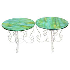1960s Round Colorful Aluminium Foil Side Tables