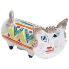 1960s Italian Art Pottery Cat Piggy Bank, Aldo Londi Bitossi Era