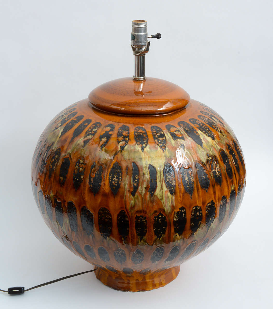 Huge MidCentury Drip Glaze Pottery Table Lamp at 1stDibs mid century
