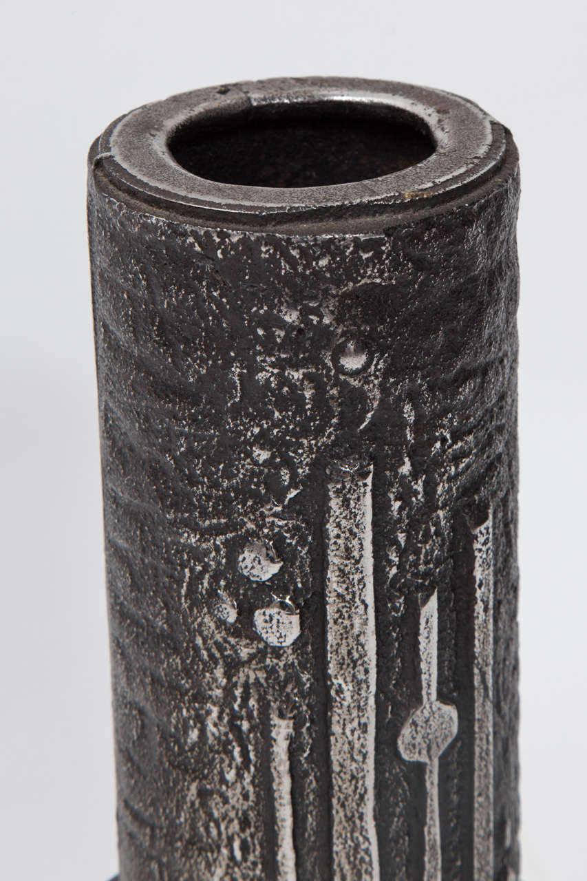 Blackened Olaf Joff Vase from Cast Stainless Steel For Sale