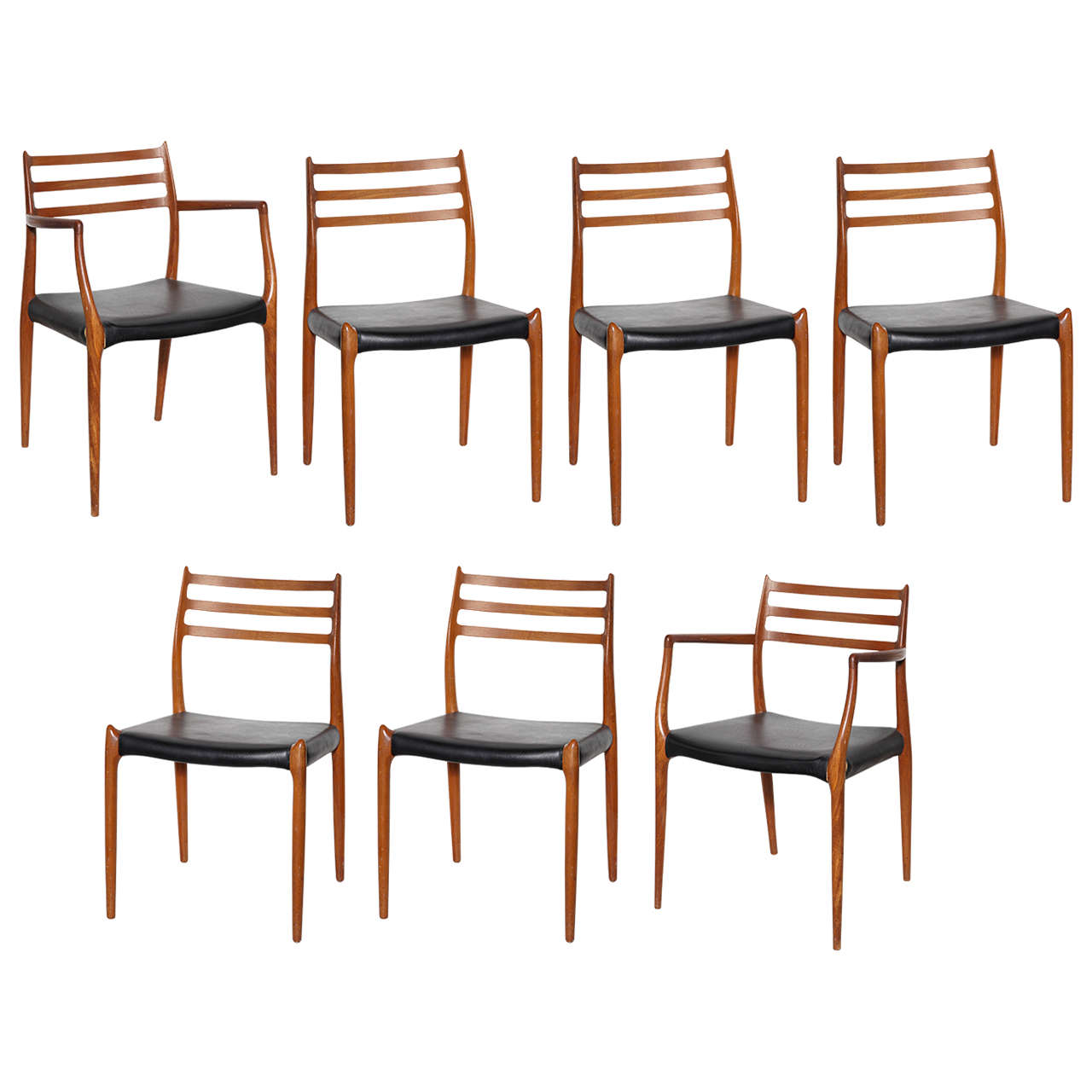 Niels Moller #78 Teak Dining Chairs, Set of Seven