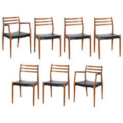 Niels Moller #78 Teak Dining Chairs, Set of Seven