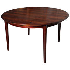 Vintage Round Dining Table by Arne Vodder with Two Leaves
