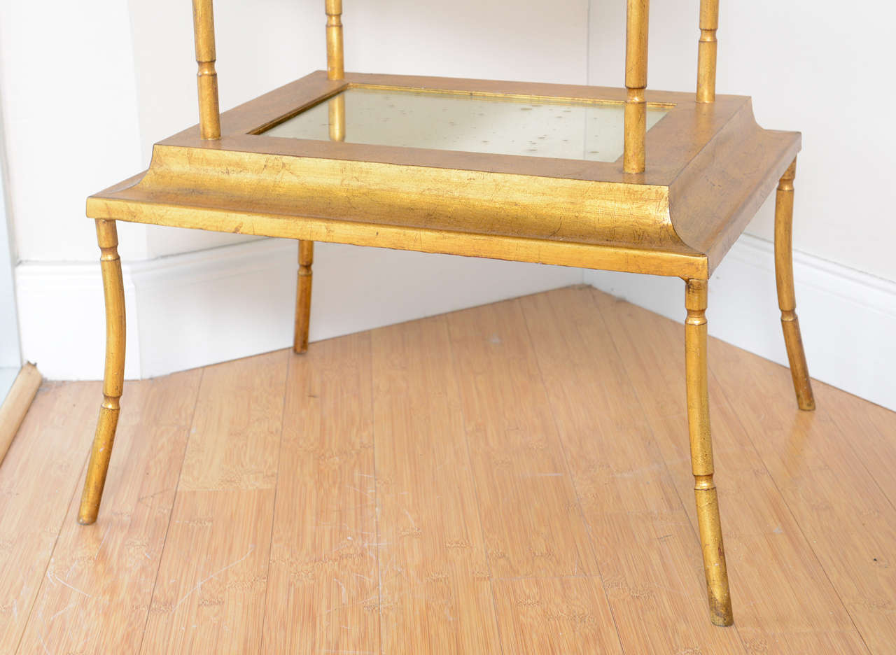 Gilded Metal Pagoda Style Etagere In Good Condition In West Palm Beach, FL