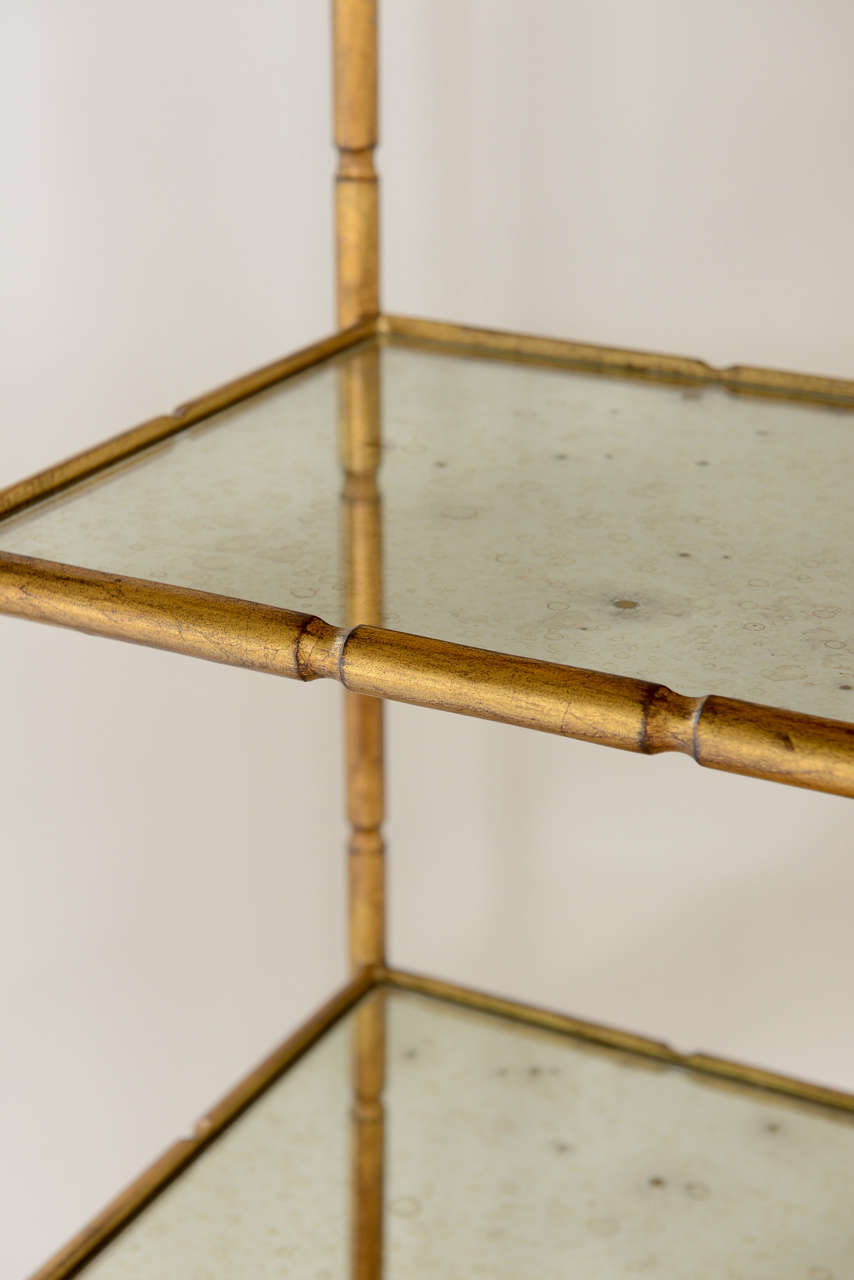20th Century Gilded Metal Pagoda Style Etagere