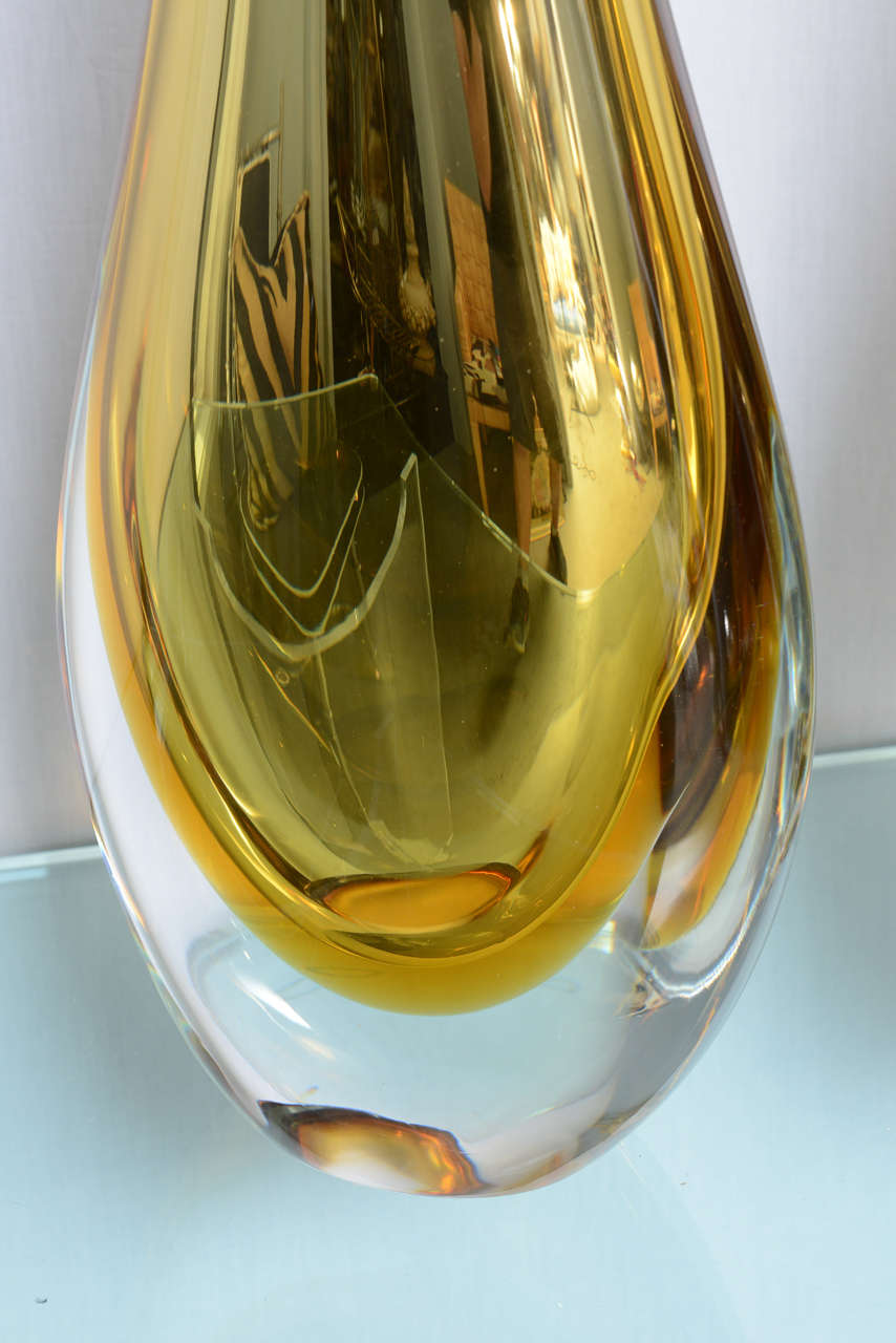 20th Century Pair of Irridescent Sommerso Gold Murano Vases