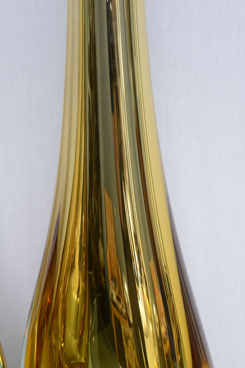 Pair of Irridescent Sommerso Gold Murano Vases 2