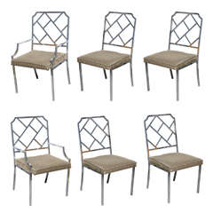 Set of Six Chinese Chippendale Dining Chairs by Milo Baughman