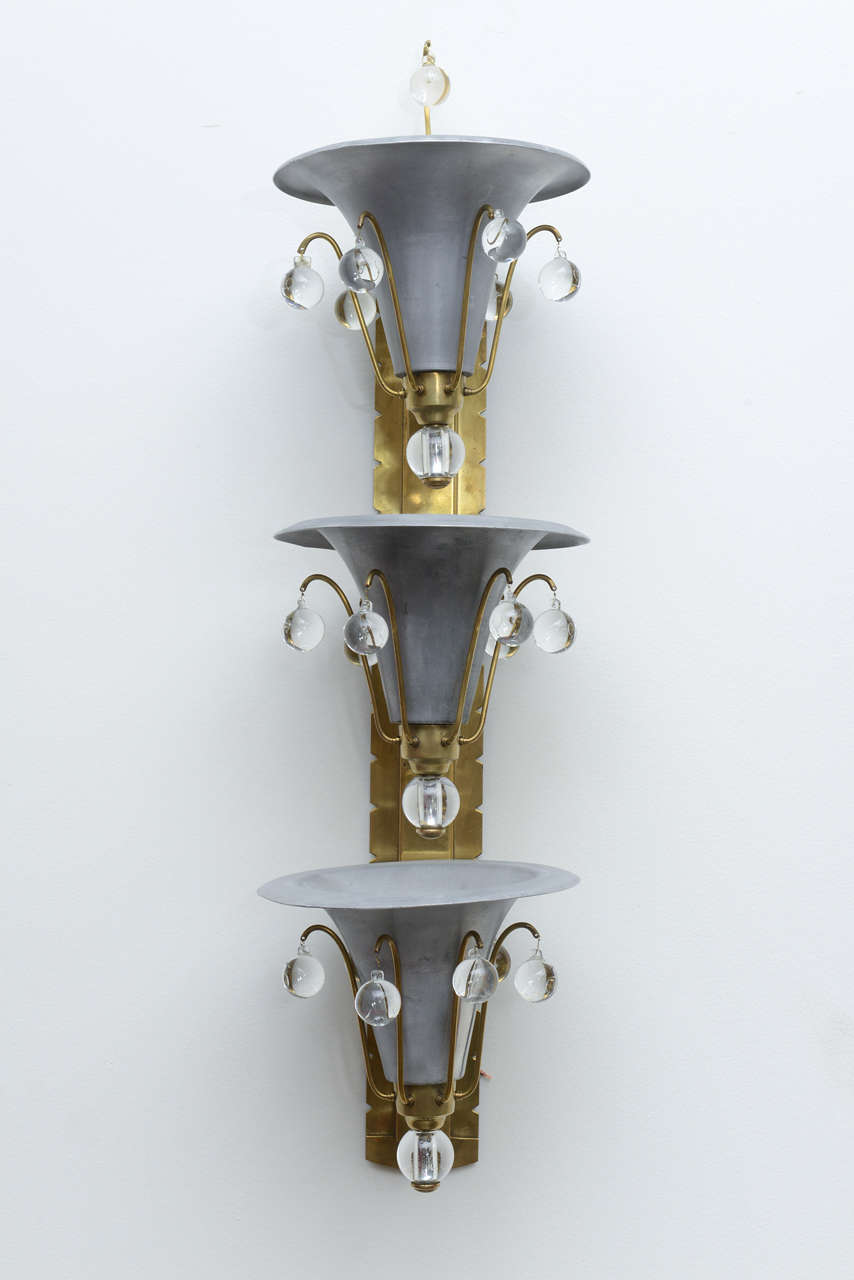 Pair of French Art Deco Sconces In Excellent Condition In West Palm Beach, FL