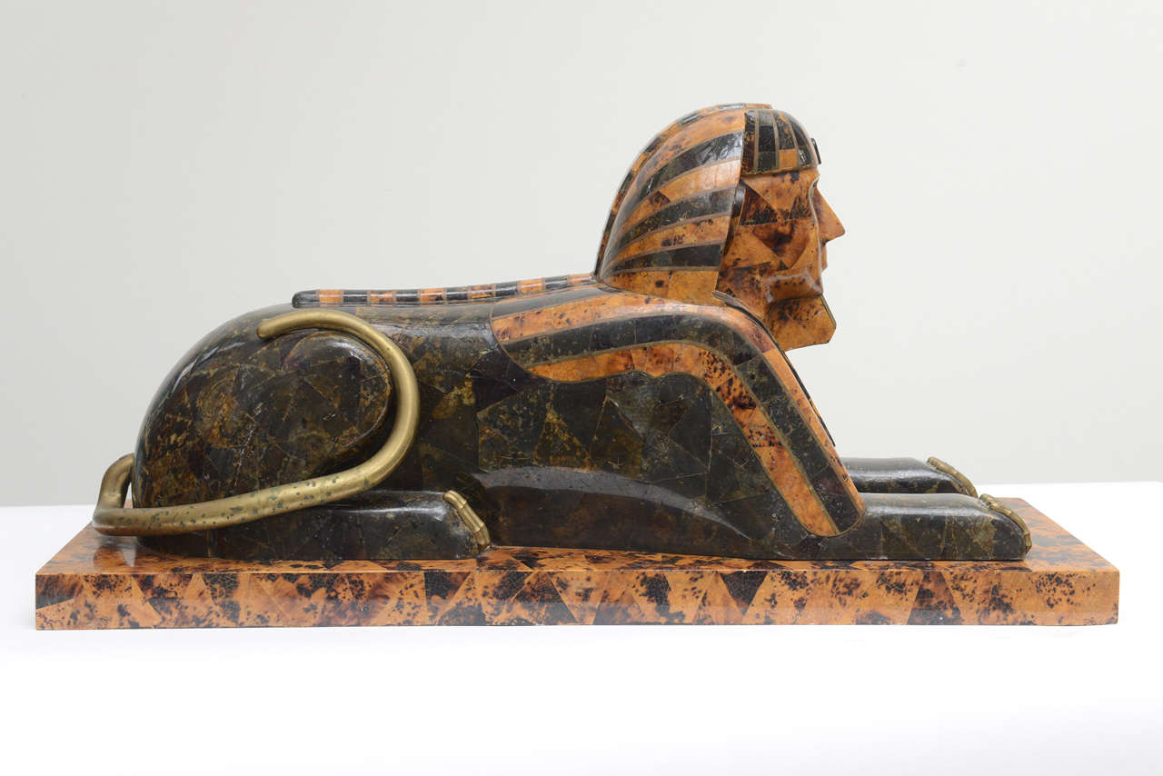 Late 20th Century Pair of Marble and Bronze Sphinxes For Sale