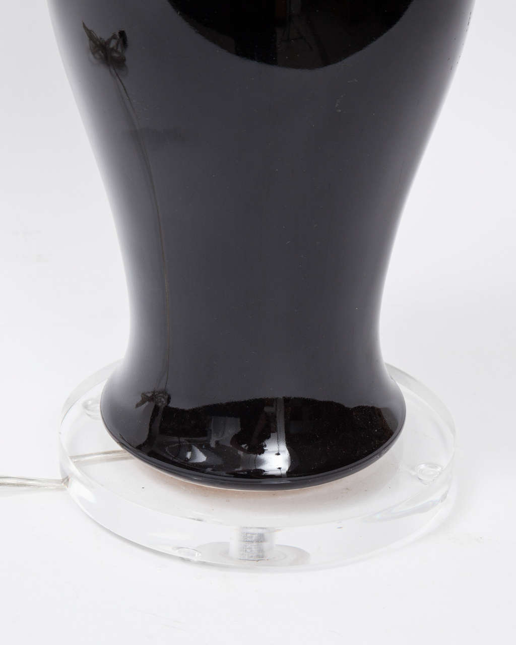 American Pair of Black Urn Ceramic Lamps