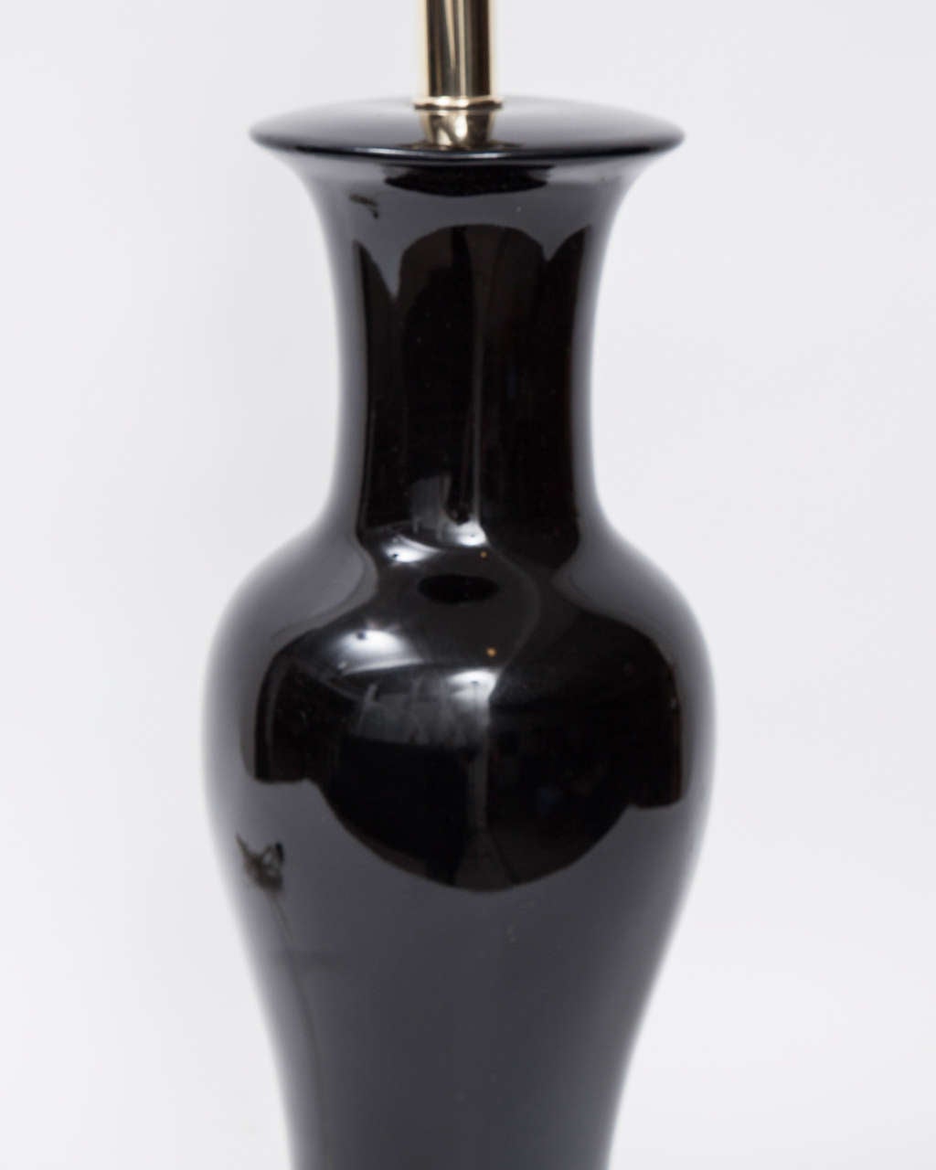 20th Century Pair of Black Urn Ceramic Lamps