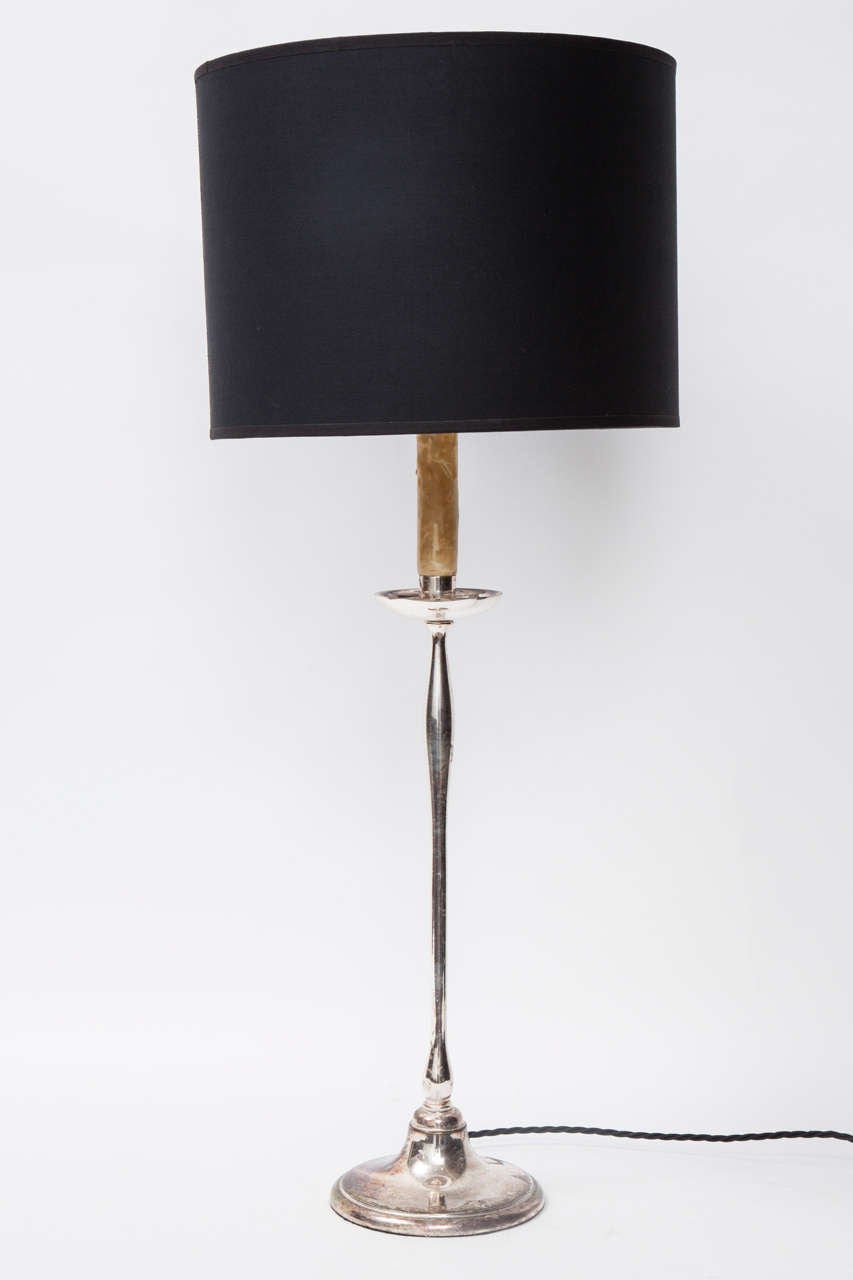 Pair of Tall Silver Plate Lamps