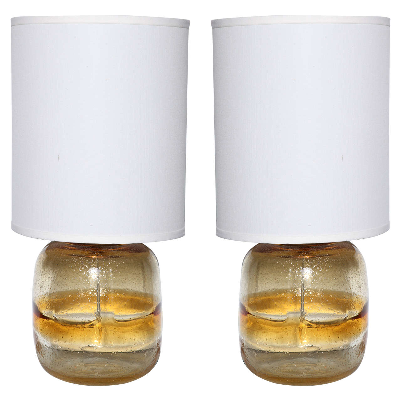 Pair of Golden Murano Lamps