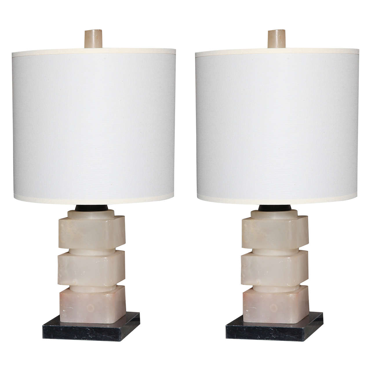 Pair of Art Deco Alabaster Table Lamps