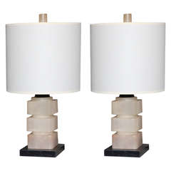 Pair of Art Deco Alabaster Table Lamps