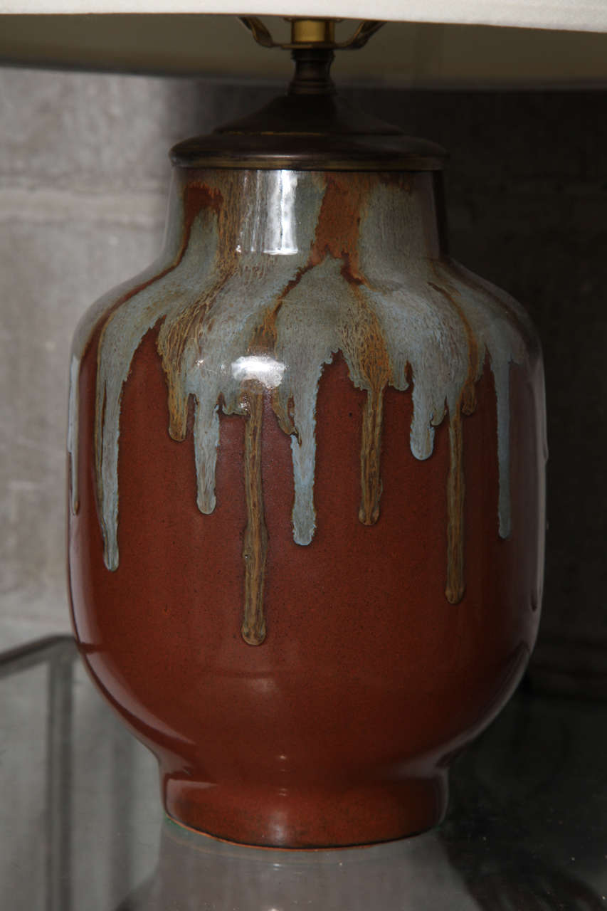 Mid-Century Modern Drip Glaze Ceramic Lamps