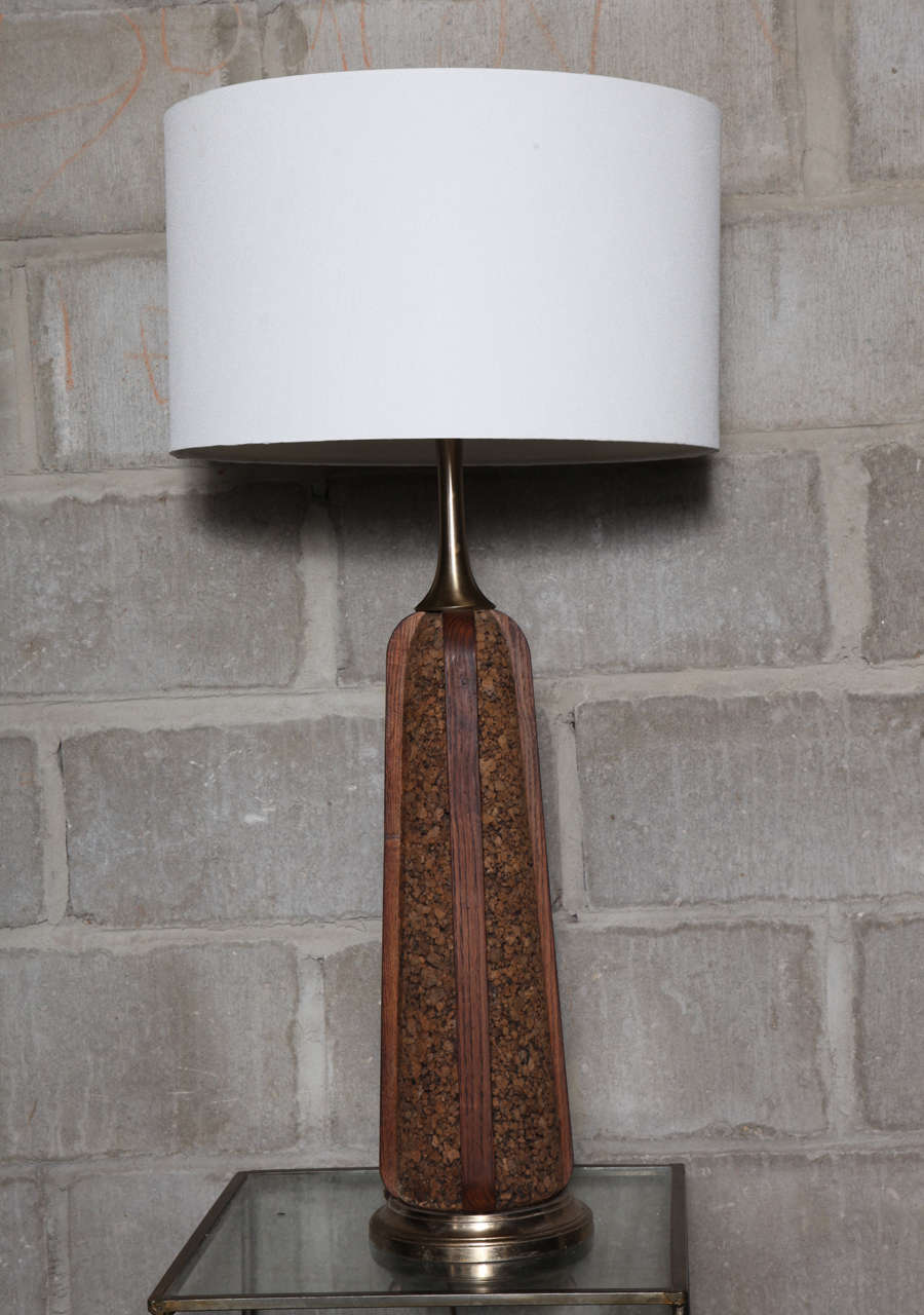 Brass Pair of Laurel Cork Table Lamps