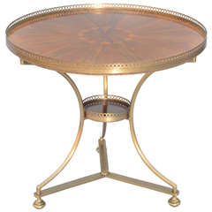 Inlaid Contemporary Stylized Bouillotte Table