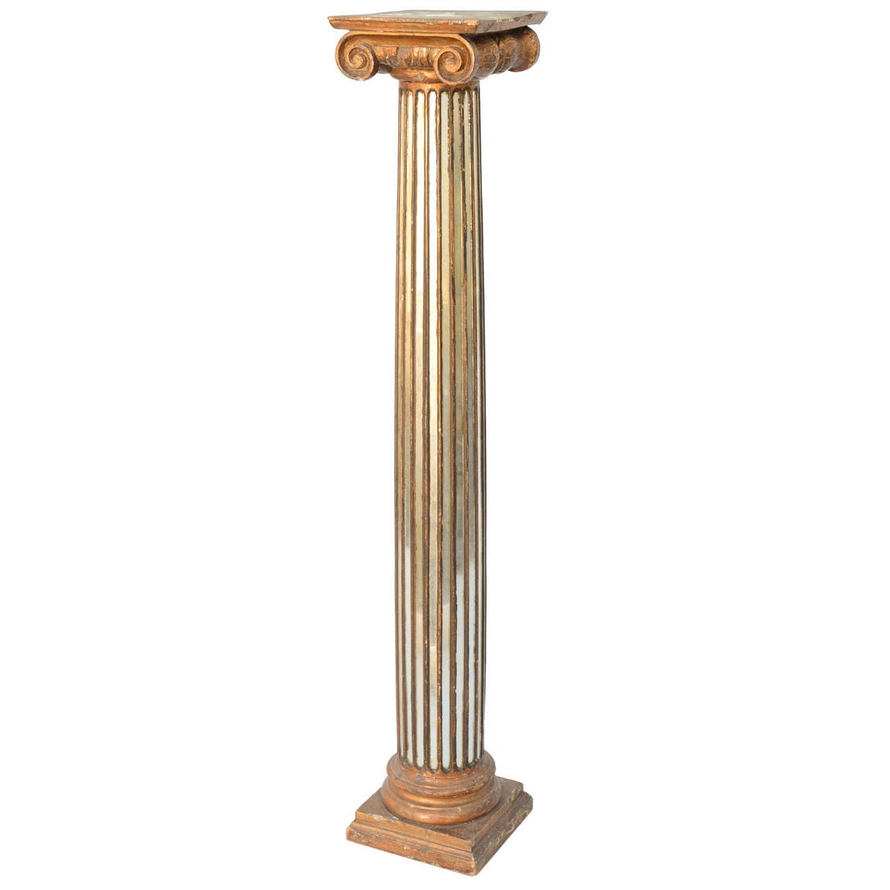 Mirror Inset Giltwood Pedestal with Ionic Capital