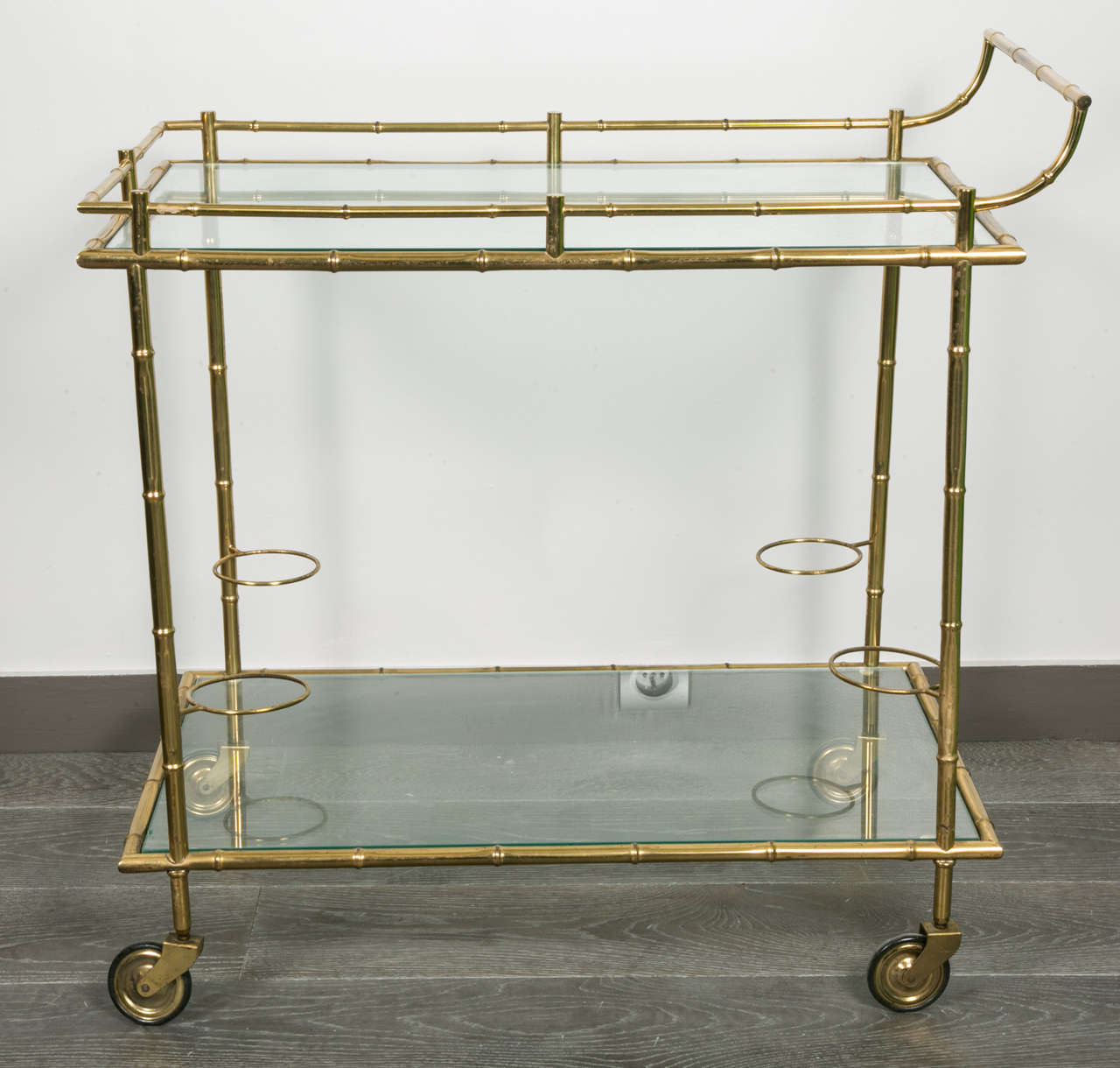 Maison Baguès's Trolley in Faux Bamboo, Brass, and Glass