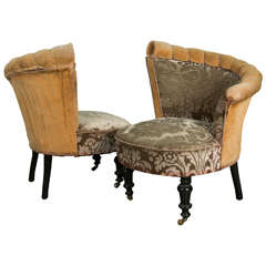 Rare Pair of Napoleon III Slipper Chairs