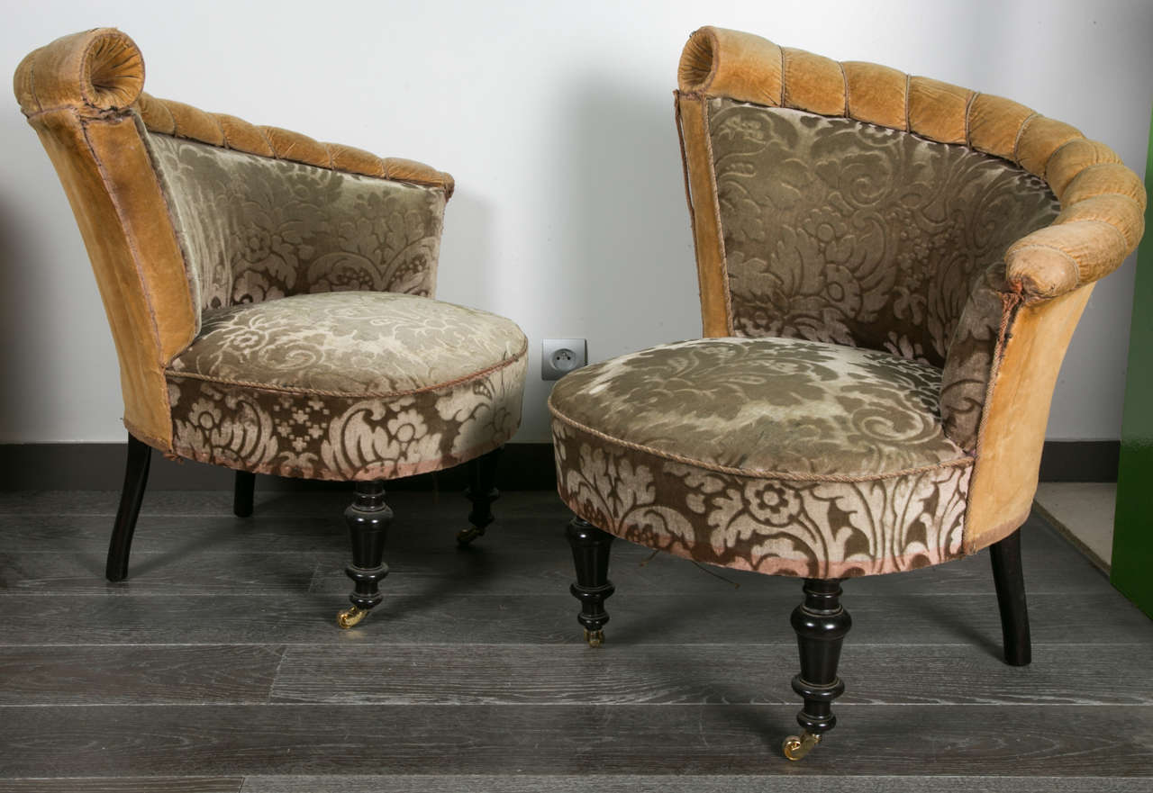 Rare Pair of Napoleon III Slipper Chairs 3