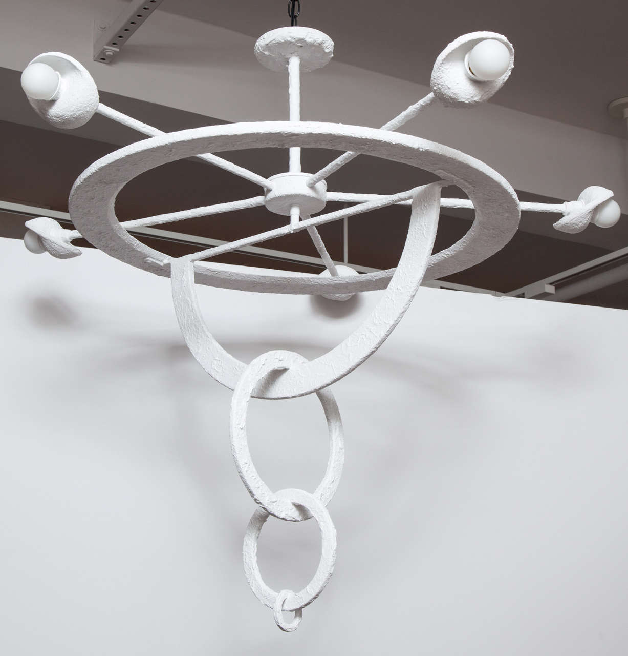 Monumental White Five-Arm Chandelier in the Style of Sirmos