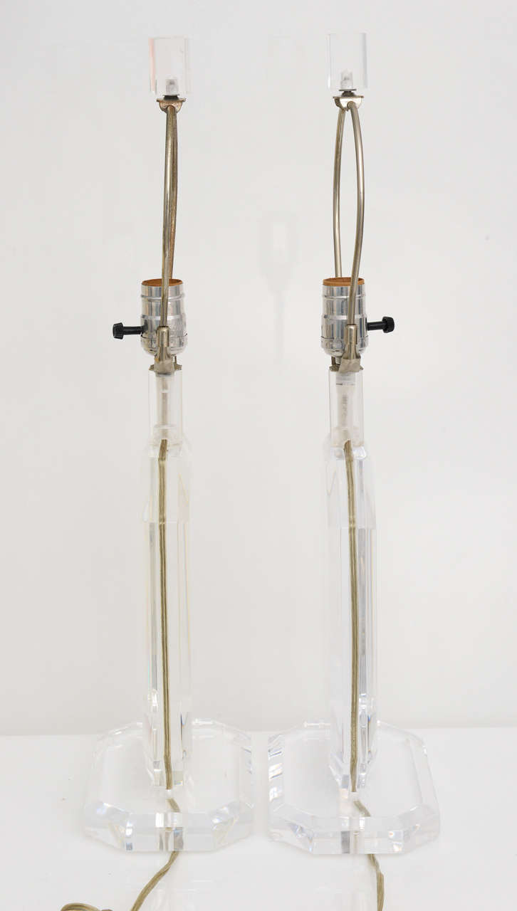20th Century Pair of Lucite Lamps in the Style of Karl Springer