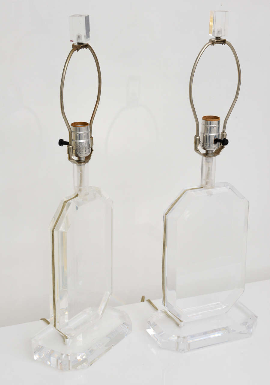 Pair of Lucite Lamps in the Style of Karl Springer 2