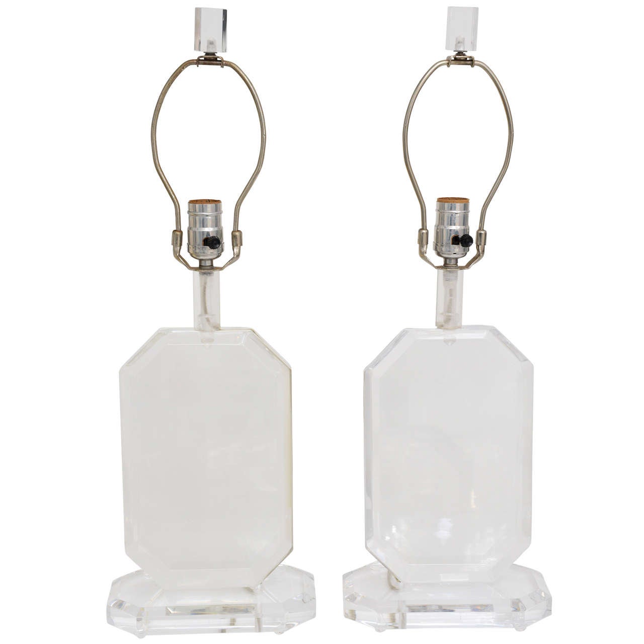 Pair of Lucite Lamps in the Style of Karl Springer