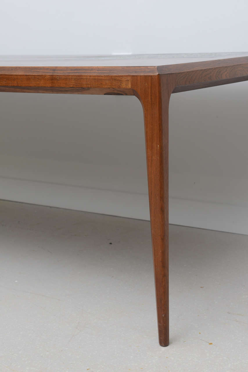 Mid-20th Century Vintage Rosewood Cocktail Table with Royal Copenhagen Tiles
