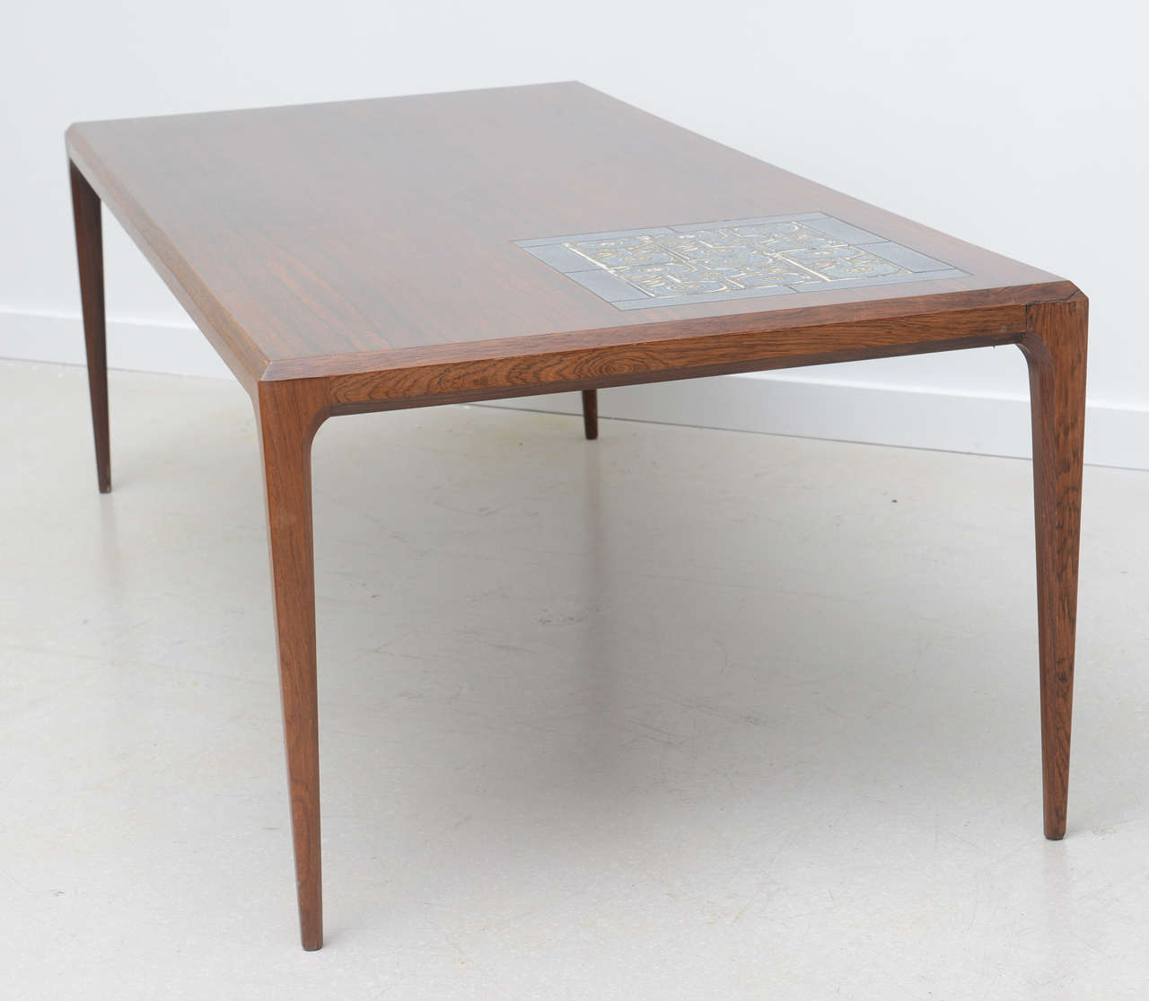 Vintage Rosewood Cocktail Table with Royal Copenhagen Tiles 1
