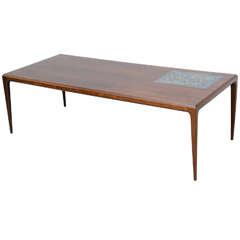 Vintage Rosewood Cocktail Table with Royal Copenhagen Tiles