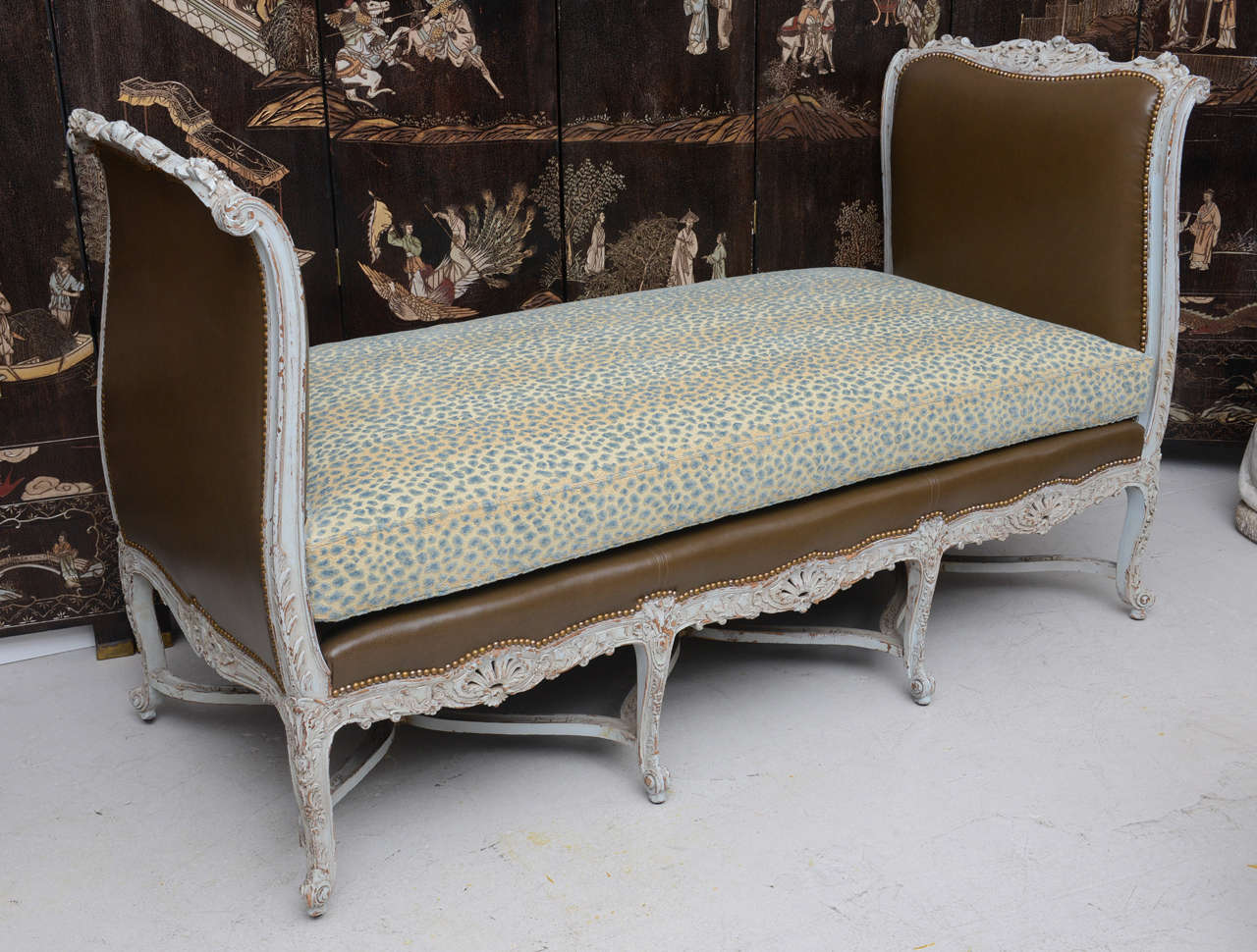 19th Century Carved and Painted Daybed