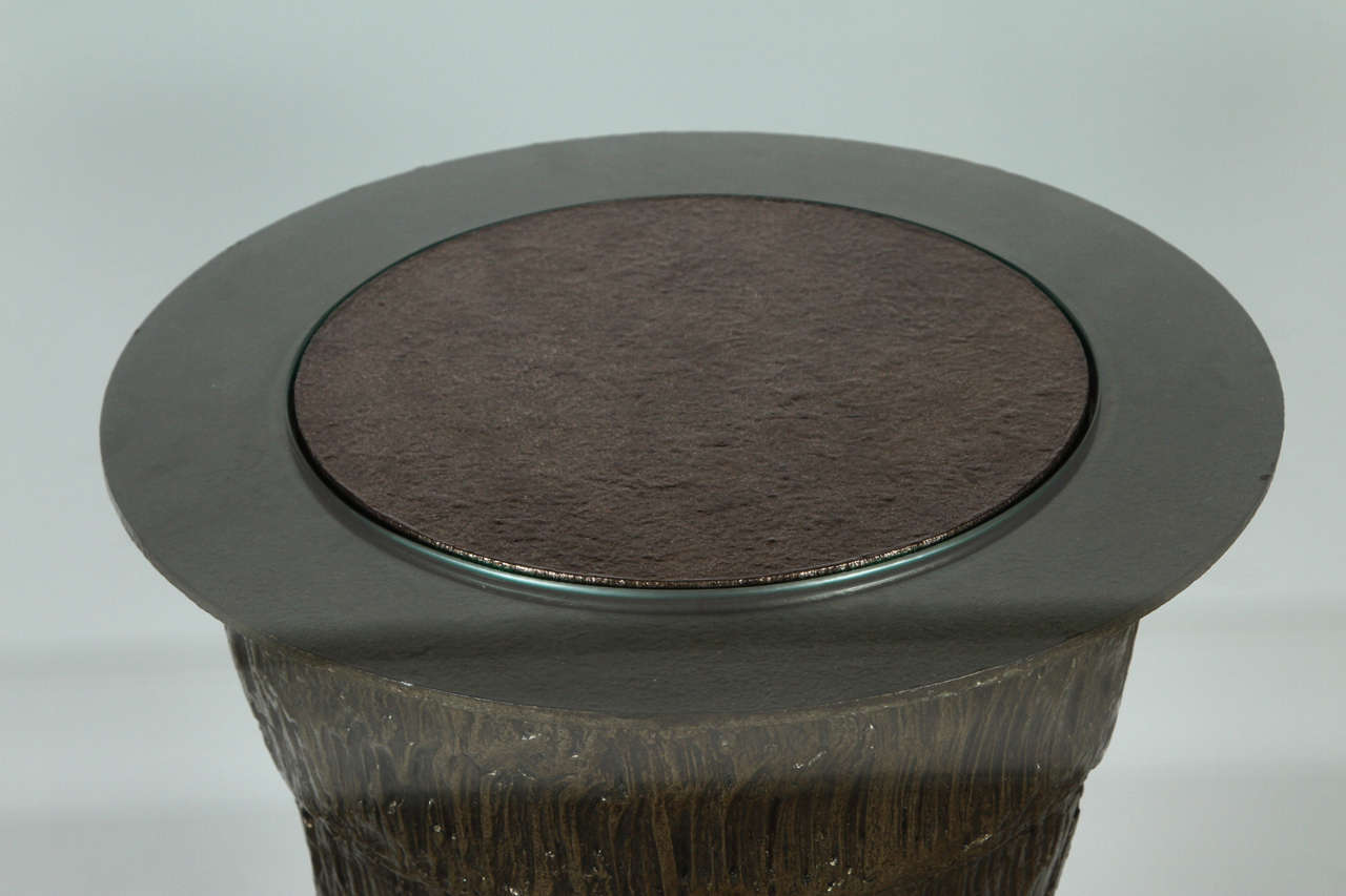 Hand-Crafted Sculptural Brutalist Pedestal Style Table For Sale
