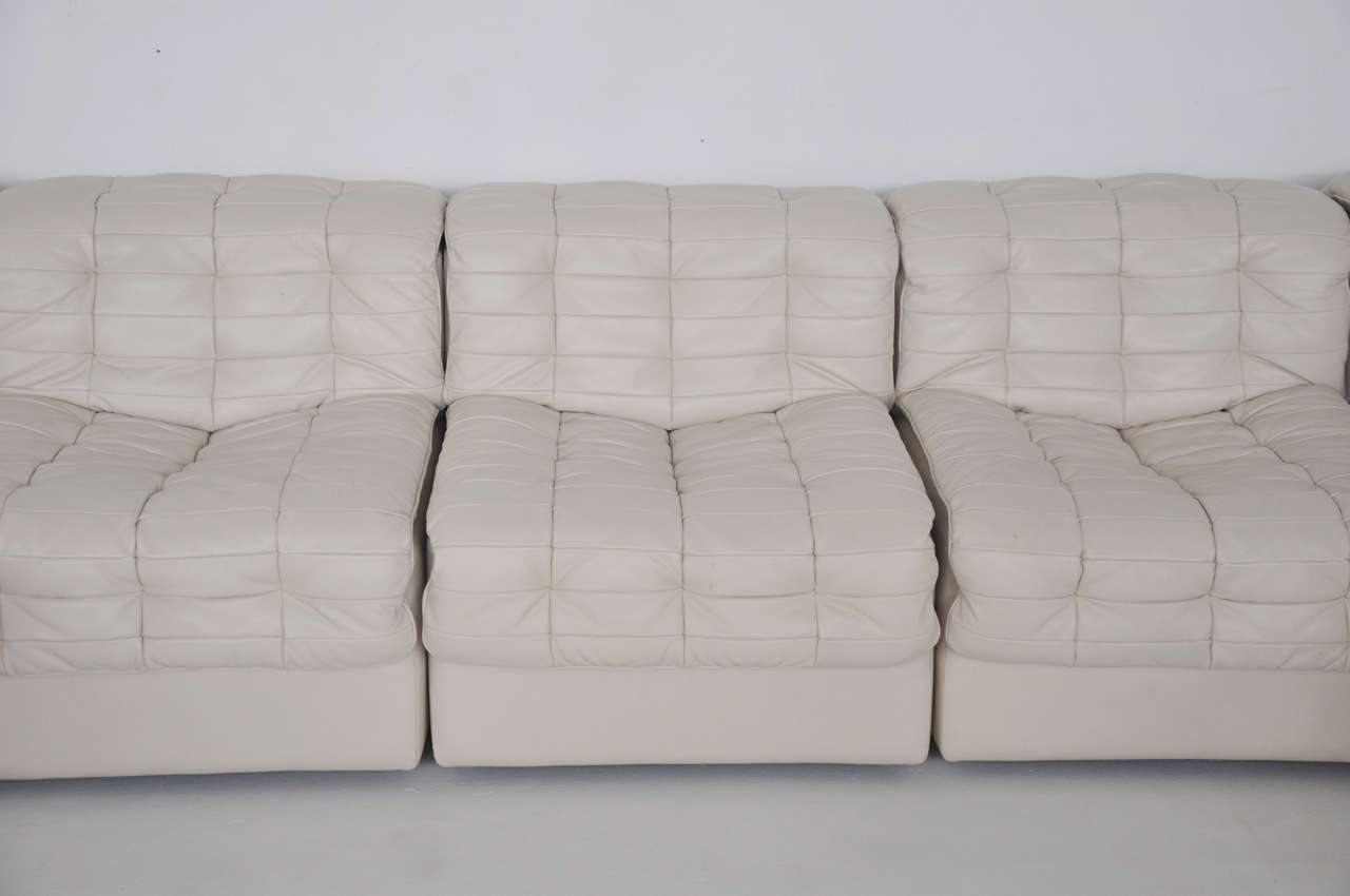 Swiss De Sede White Leather Sectional Sofa