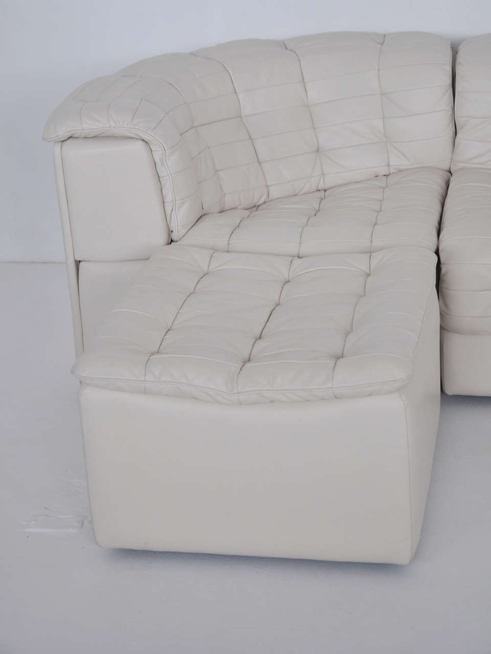 20th Century De Sede White Leather Sectional Sofa
