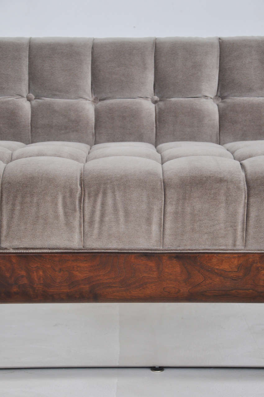 Mid-Century Modern Tufted Walnut Case Sofa, circa 1970s