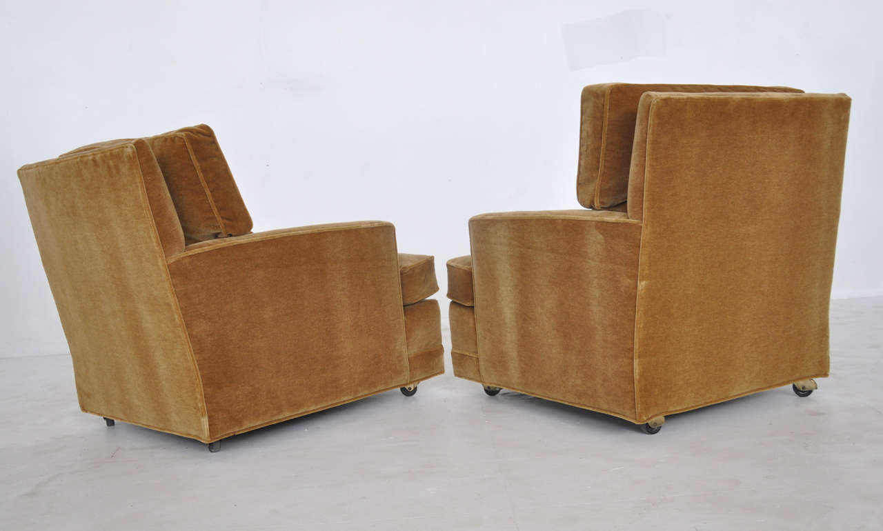 Dunbar Club Chairs by Edward Wormley in Gold Mohair 1