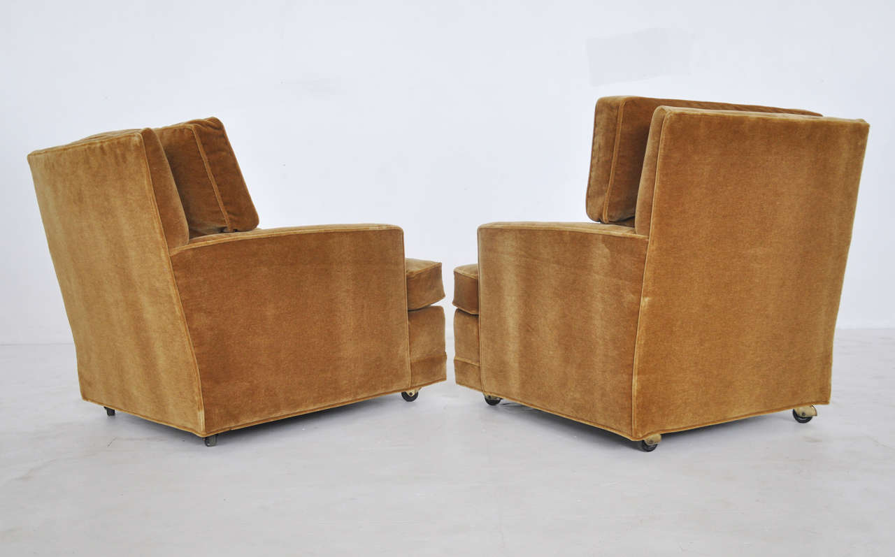 Dunbar Club Chairs by Edward Wormley in Gold Mohair 2