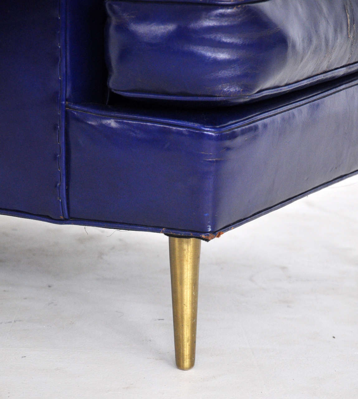 Mid-Century Modern Dunbar Leather Lounge Chair on Brass Legs by Edward Wormley