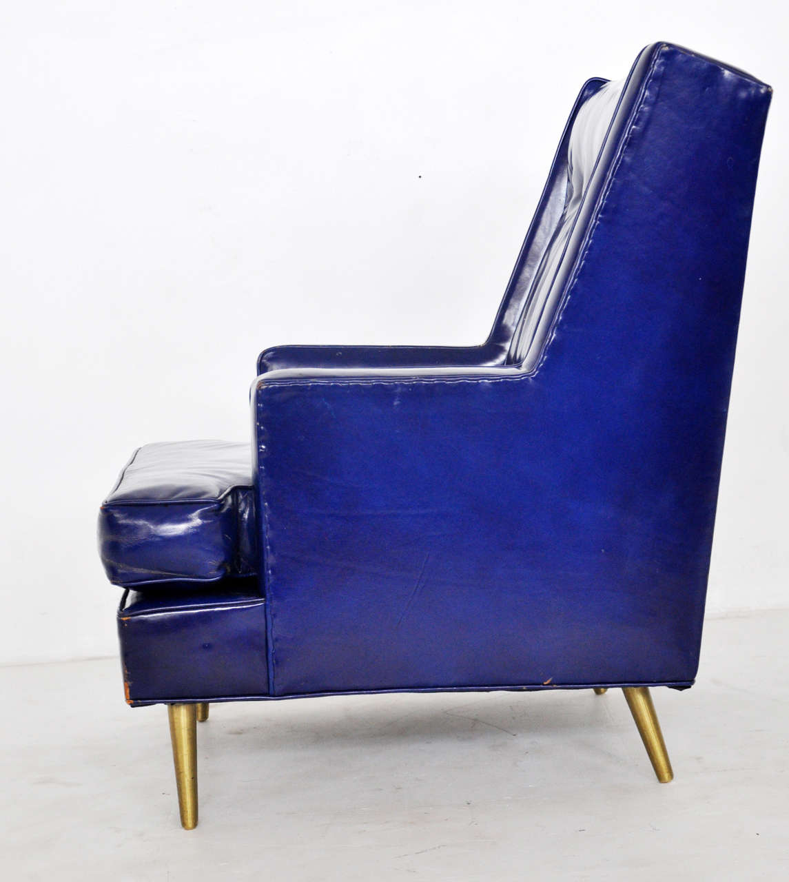 Dunbar Leather Lounge Chair on Brass Legs by Edward Wormley 1