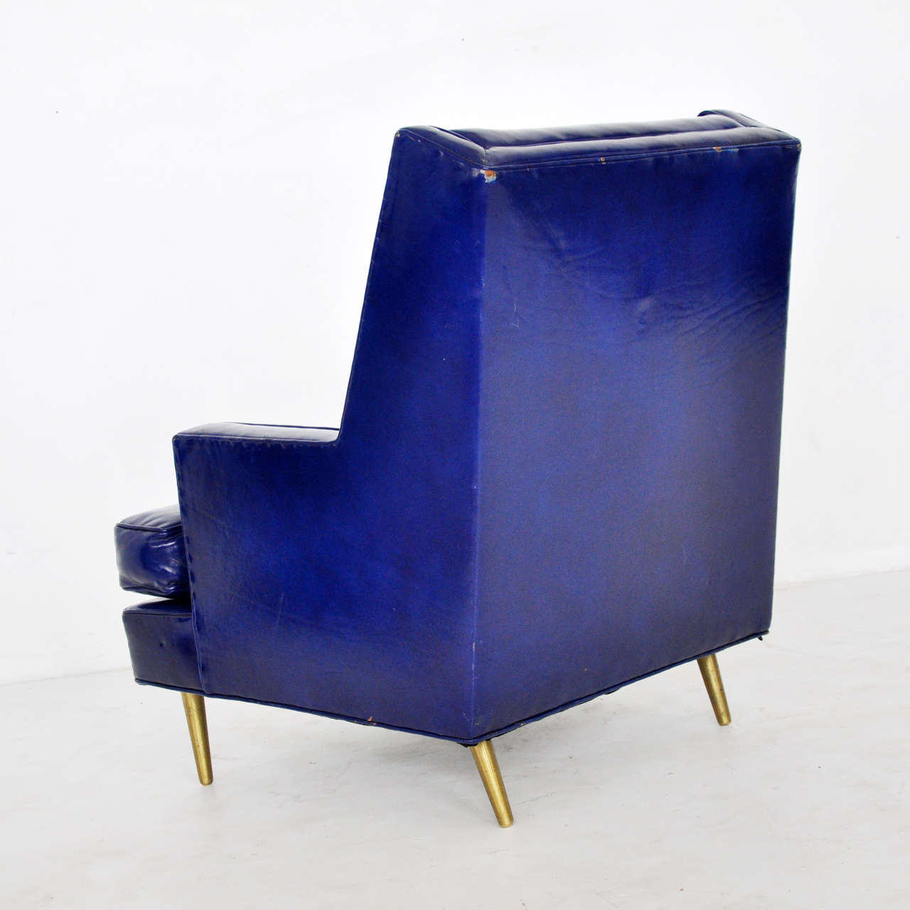 Dunbar Leather Lounge Chair on Brass Legs by Edward Wormley 2