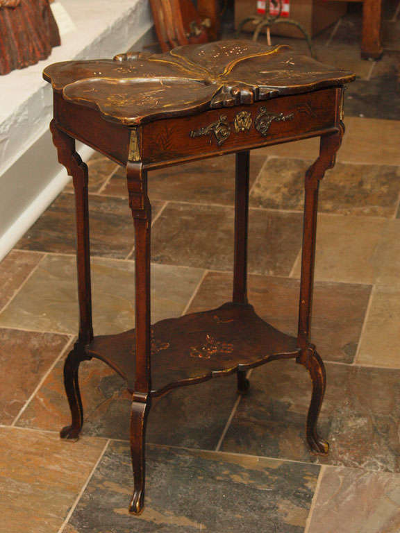 Art Nouveau Sewing table with Dragonfly top.