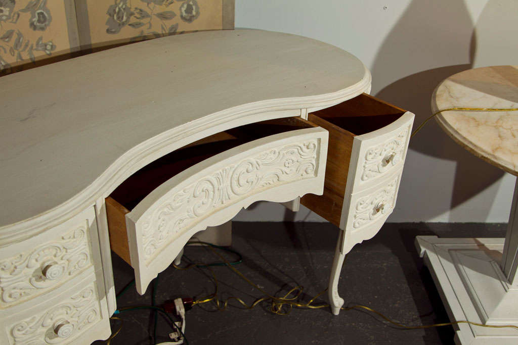 English Continental Kidney Shaped Dressing Table