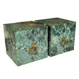 Pair of Green Marble End Tables/Cocktail Table