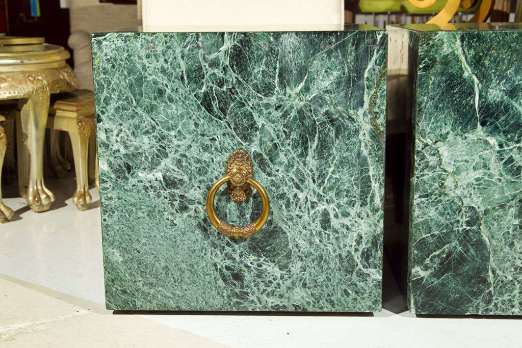 Pair of Green Marble End Tables/Cocktail Table at 1stdibs